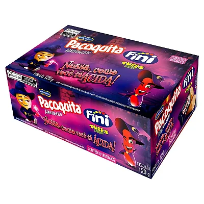 Doce de Amendoim Fini Tubes Azedinhos Halloween Paçoquita – Caixa 120g com 8 Unidades