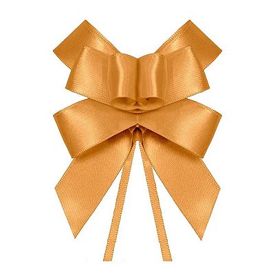 Laço Rápido Cetim Dourado 22mm - 5 Unidades