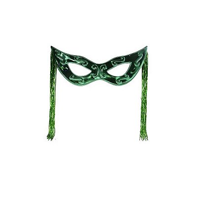 Máscara Tiazinha Metalizada Com Chicote Decoração - Verde - 77cm x 33cm