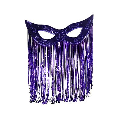Máscara Tiazinha Metalizada Com Cortina Decoração - Roxo - 77cm x 33cm