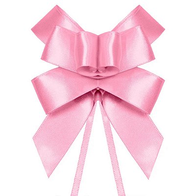 Laço Rápido Cetim Rosa 22mm - 5 Unidades