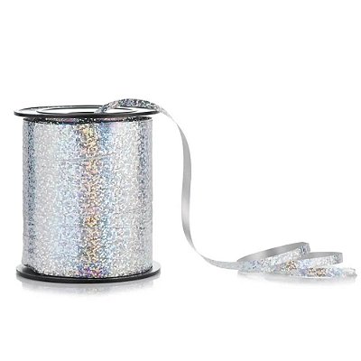 Fitilho Para Festas e Presentes Holográfico Prateado Metalizado - 5mm x 200m