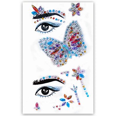 Adesivo Facial e Corporal Pedrinha Strass Colorido Parly Joy