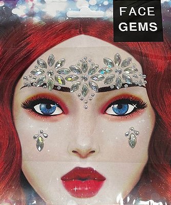 Adesivo Facial Face Gems - Pedras Prata