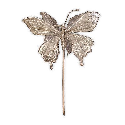 Pick Decorativo Borboleta Champanhe 17cm