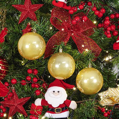 Bola De Natal Lisa Dourado Perolado 8cm - 6 Unidades