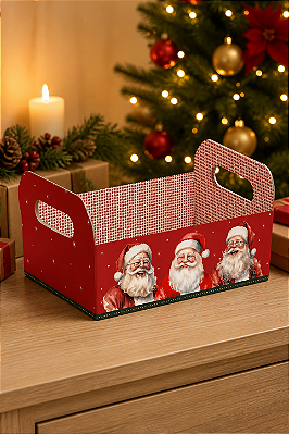 Caixote Natalino Papai Noel G - 26x18x15cm - 1 Unidade