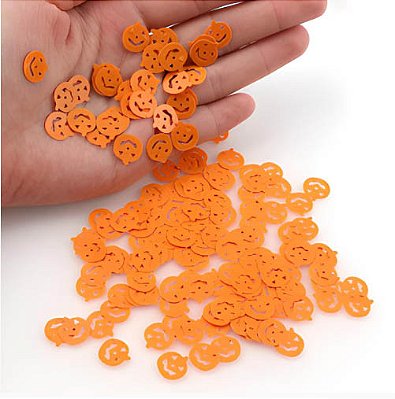 Pacote Confetes Decorativos de Abóboras Laranjas para Halloween - 10 Gramas