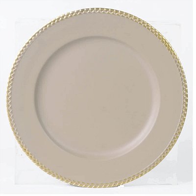 Sousplat Clássico Plástico Branco E Dourado 33cm