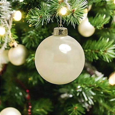 Bolas De Natal Lisa Em Tubo Champagne 5cm - 6 Unidades