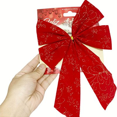 Laço Vermelho Enfeite Arvore De Natal 25cm