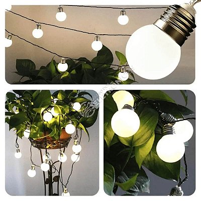 Cordão 10 Lâmpadas de Leds Pisca Branca - Bivolt - 2 Metros