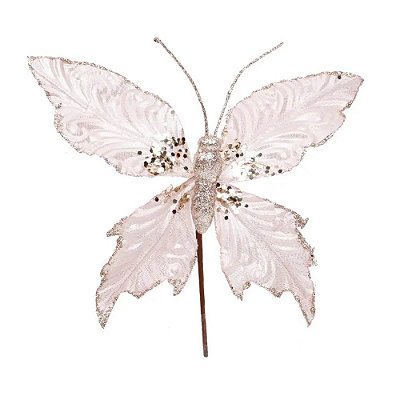 Pick Decorativo Borboleta Rosa Clara 30cm