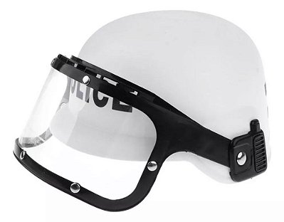Capacete Adulto Policial Tropa de Choque Branco / Preto
