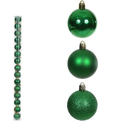 Tubo 12 Bolas Mistas Verdes 3cm