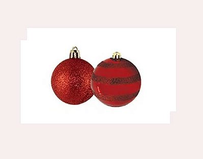 Bola Mista Decorada 6Cm Vermelho - 5 Unidades