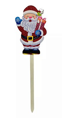 Pick Jardim Natalino Papai Noel Glitter 70cm