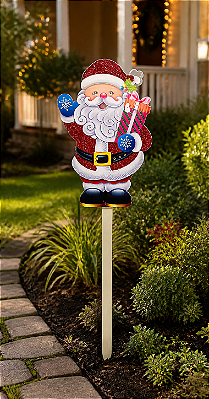 Pick Jardim Natalino Papai Noel Glitter 70cm