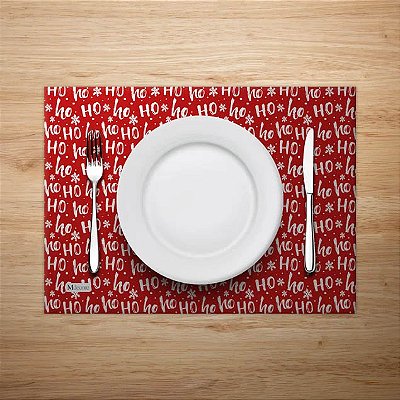 Jogo Americano Poliéster Natal Ho Ho Ho! 40cm x 28cm Vermelho - 4 Unidades