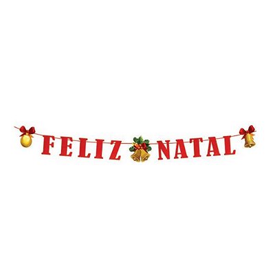 Faixa Feliz Natal Sinos - 5 Metros Decoração Natalina - 5 Metros