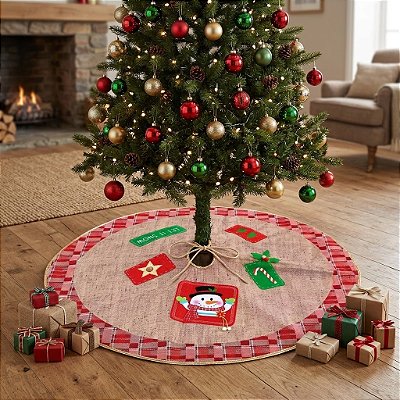 Saia Tapete De Árvore De Natal Boneco de Neve 60 Cm