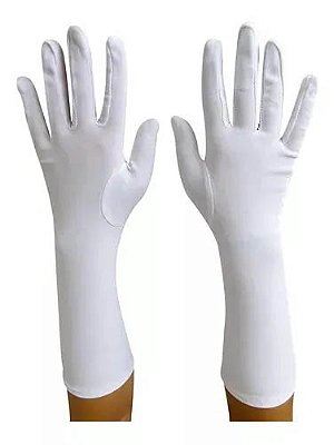 Luva de Cetim para Festa Branca 28cm
