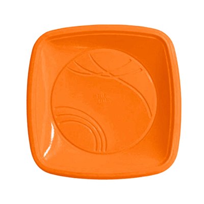 Prato Quadrado 15 cm - Laranja - 10 Unidades