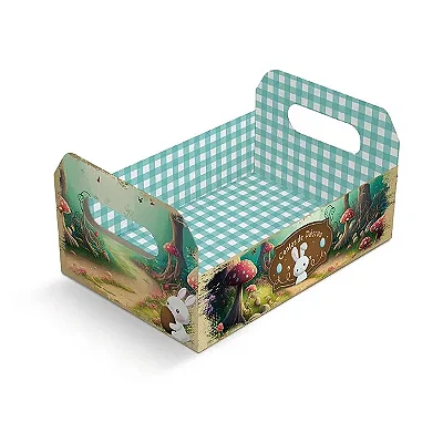 Mini Caixote Coelho Contos de Páscoa 9x13x6cm - 1 Unidade