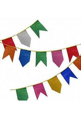 Bandeirinha Festa Junina de Plástico - 10 Metros - Com Cordão para Bandeirinhas de Plástico