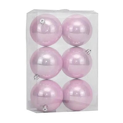 Bola Lisa Perolada Rob 8cm - 6 Peças