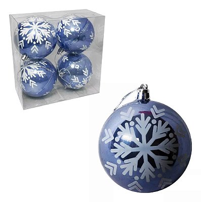 Bola De Natal Brilhante Lilas 8cm - 4 Peças
