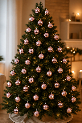 Kit 40 Bolas De Natal Dourada 5cm Lisa Rosé
