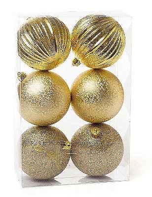 Kit Bolas Texturizadas Gomos Ouro 10cm - 06 Unidades