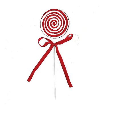 Enfeite Decorativo Pirulito Trio Branco/Vermelho