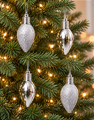 Bolas De Natal Bolas 4 Pçs 10Cm Prata