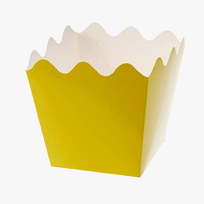 Cachepot de Papel Liso Amarelo - 8 unidades