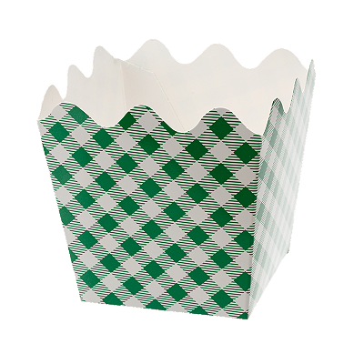 Cachepot de Papel Liso Xadrez Verde - 8 unidades