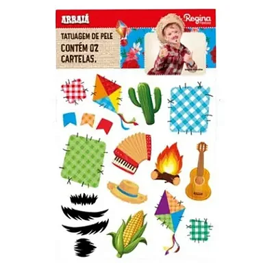 Tatuagem de Pele c/2 Cartelas – Diversão Garantida para sua Festa Junina!