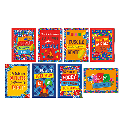 Cartaz Decorativo Arraiá Bão Dimais - 35x25cm (Cada Cartaz) - 8 Unidades