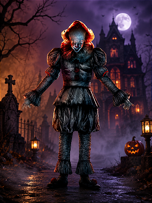 Painel Decorativo IT A Coisa 125x45cm – Palhaço Pennywise Halloween