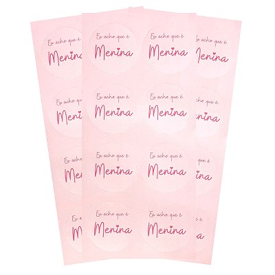 Adesivo Eu Acho que É Menina Rosa - 24 Adesivos