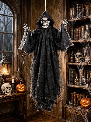 Fantasma Pendurado Halloween – 153x70x15cm | Decoração Assustadora Grande