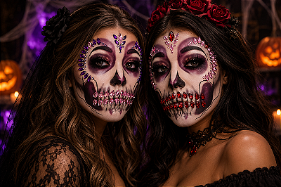 Adesivo Facial Halloween – Transforme Seu Rosto em Uma Fantasia Assustadora! - Sortidos - 1 Cartela