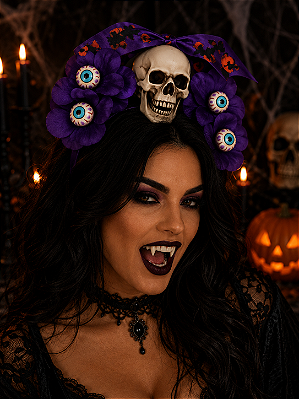 Tiara Halloween – Caveira e Olhos