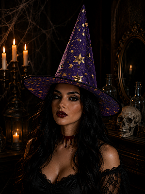 Chapéu de Bruxa Halloween Super Color Roxo
