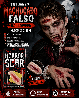 Tatuagem Machucado Falso Halloween – 6,7cm x 2,3cm