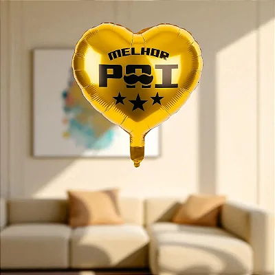 Balão Metalizado 45cm – Melhor Pai Coração Dourado