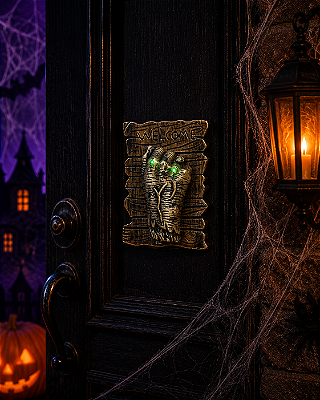 Campainha Decorativa Halloween – Mão do Faraó com Som, Luz e Movimento