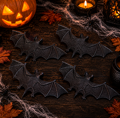 Kit com 4 Morcegos para Decoração 10cm – Halloween