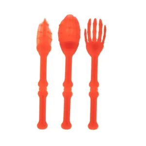 Kit Talheres com Colher, Faca e Garfo – Halloween Horripilante - Cor Vermelho
